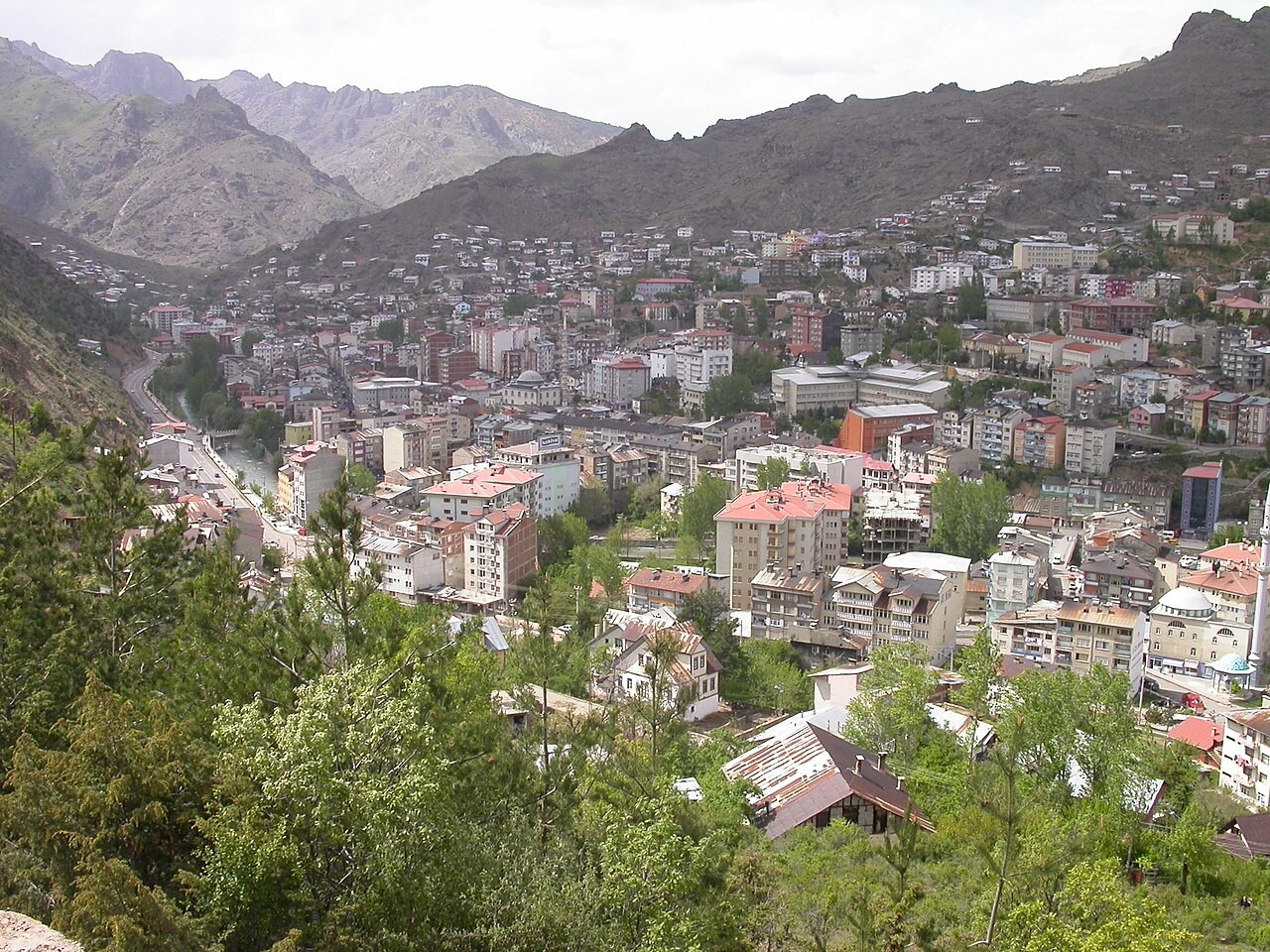 Panorama kota Gümüşhane, Turki.